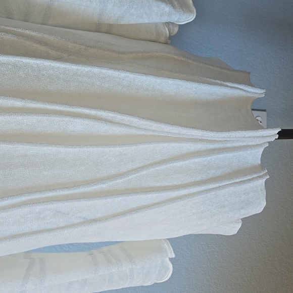 JENNIFER TATTANELLI Casini White Metallic 3/4 Sleeve Linen Sweater SZ L (46 IT) - Picture 11 of 15